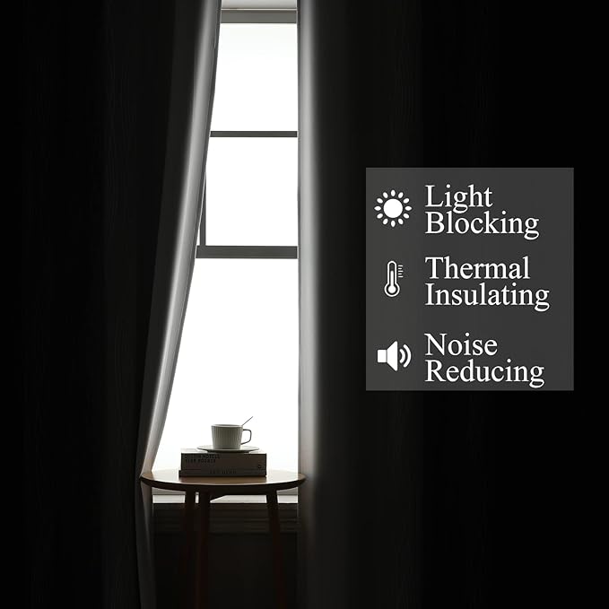 Estelar Textiler Black and Greyish White Ombre Short Blackout Kitchen Curtains 36 Inch Long, Thermal Insulated Grommet Small Half Window Drapes for Cafe/Basement/RV Camper, 52Wx36L, 2 Panels
