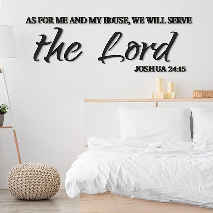 AceOrbit Christian Wall Art Decor As for Me and My House We Will Serve The Lord 16.5 x 64 Inch Wood Scripture Bible Verse Jesus Wall Art Letters Religious Decor for Home Church Kitchen