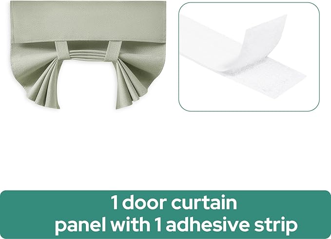 HOMEIDEAS 100% Linen Blackout French Door Curtains, Privacy Door Window Curtains, 26 X 40 Inch Room Darkening Blinds, Thermal Insulated Shades for Bedroom, 1 Panel, Sage Green