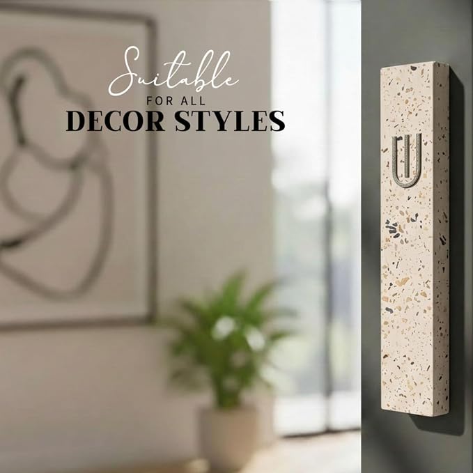 SURI Mezuzah for Door with Scroll – 6 Inch Modern Mezuzah Case with Non Kosher Scroll Included, Fits up to 5” Scroll, Easy Adhesive Installation, Gift Box Included
