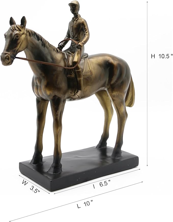 Lukitas Horse Rider Statues and Sculptures, Racing Figurine Home Decor, Equestrian Gift for Horse Lovers, Horseback Riding Ornament, Resin 10.5''