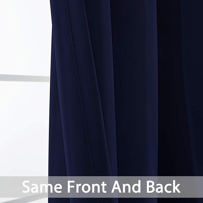 Yakamok Room Darkening Extra Wide Blackout Curtains for Living Room, Sliding Glass Door Home Blackout Curtains for Villa/Hall(Navy Blue, 100 inches x 96 inches)