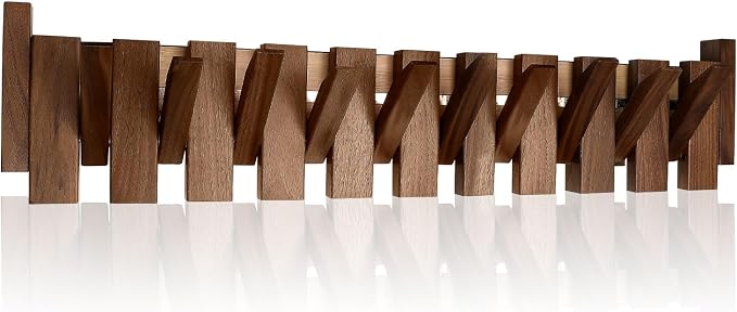 Wooden Coat Rack Hanger Wall Mount with 10 Hooks Wall Mounted Coat Rack Coat Rack Wall Mount Made of Walnut Wood