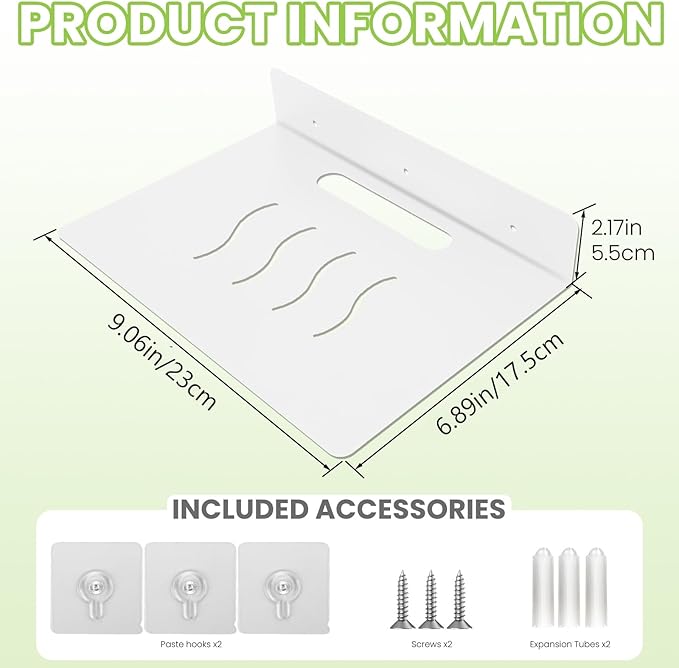 Steel Floating Shelves for Wall,Small Wall Shelf，Suitable for Bedroom, Living Room, Bathroom, Kitchen, Office (White, 2Pack 9.06x6.89 in)