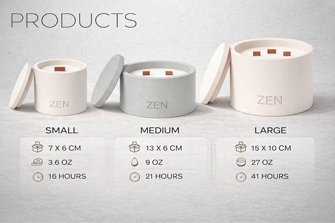 Zen Concrete Candle Lid – Cream Gray Minimalist Home Reusable Jar Plant Pot, Storage – (Gray, Small, CLIVE)