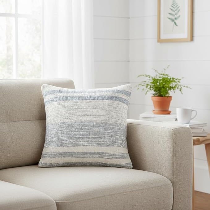 REDEARTH · Tufted Throw Pillow Cushion Covers - Boho Textured Woven Decorative Cases Set for Couch - Sofa - Bed - Farmhouse - Chair - Patio - Outdoor - car - 100% Cotton (18x18 ; Gray) Pack of 2