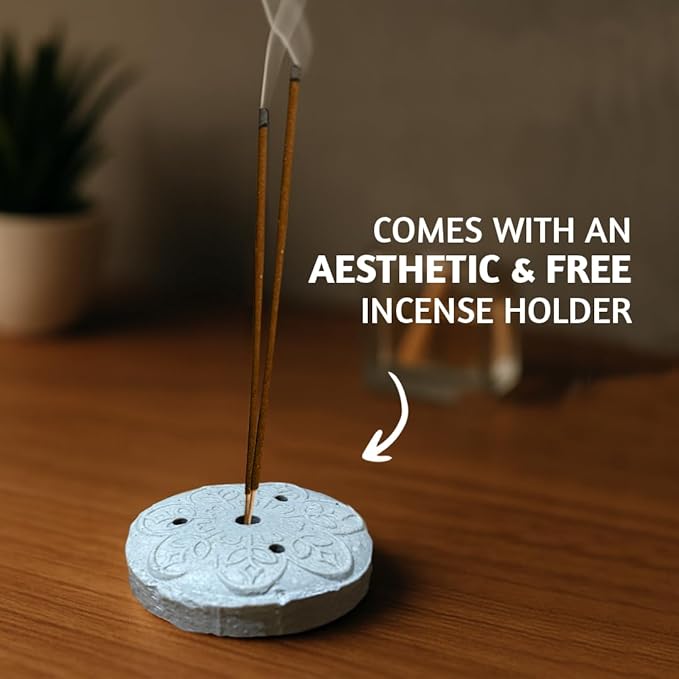 Folkulture Incense Sticks with Holder (100 Sticks)| Lavender & Chamomile Incense Sticks for Deep Sleep, Aromatherapy, Relax Stress |No Charcoal,Organic,Non Toxic, 45 Mins, Long Burning Insence-Sticks