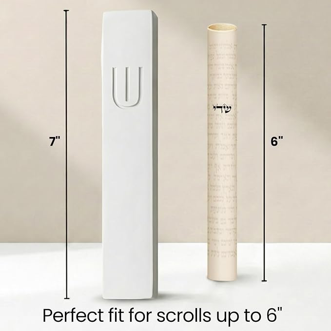 SURI Mezuzah for Door with Scroll – 7 Inch Modern Mezuzah Case with Non Kosher Scroll Included, Fits up to 6” Scroll, Easy Adhesive Installation, Gift Box Included