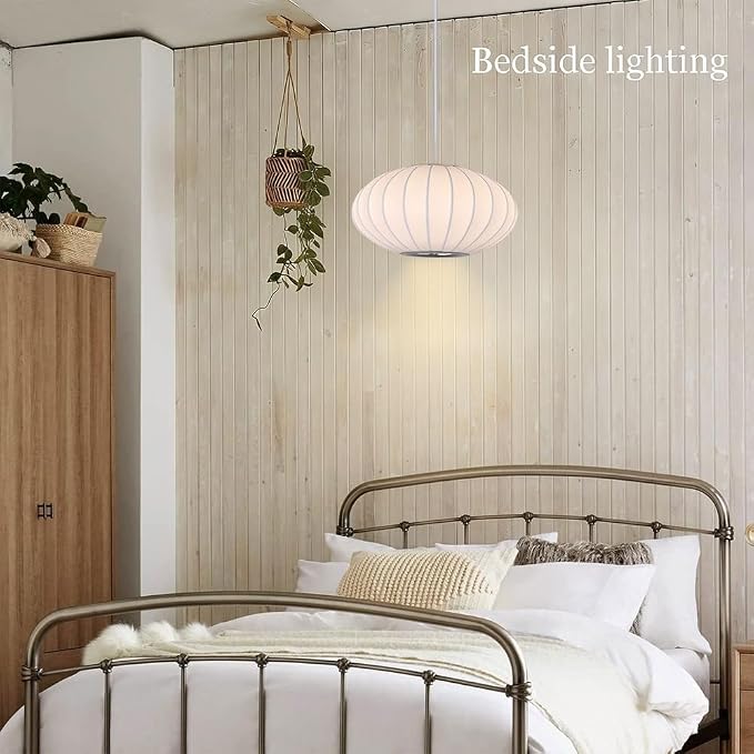 Italian Simplicity Style Silkworm Cocoon Pendant Light Post-Modern Single Head Lantern Flat Shape Silkworm Cocoon Lamp White for Caffe House Dining Room Showroom Hollow Hanging Luminaire