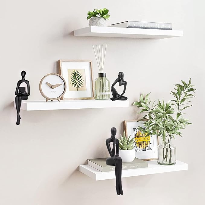 Prettidecor Home Decor Thinker Statue Accents, Set of 3 Thinker Sculptures Office Decor Modern Abstract Resin Decoration on Shelf Table Desk for Living Room Office Bedroom (Small Black)