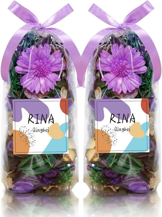 Qingbei Rina Spring Potpourri Bags,Lavender Scented Potpourri Bowl Filler,Purple Decorative Dried Flowers,Home Fragrance Sachet of Petals, Vase Fillers,Bathroom Decor(8.4 oz)