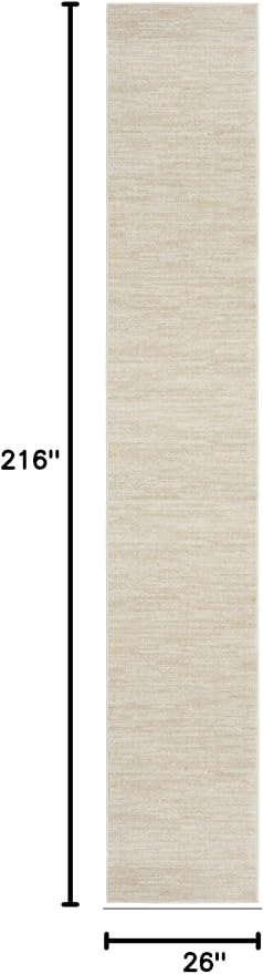 Nourison Home Nourison Essentials Ivory Beige 2'2" x 18' Area Rug - Easy Clean, Non Shedding, Bed Room, Living Room, Dining Room, Kitchen (18' Runner)