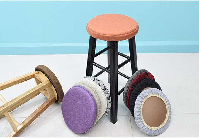 Levoberg Round bar Stool Covers Linen Sponge bar Stool Cushions Round Chair seat slipcovers 13inch/33cm ＃3