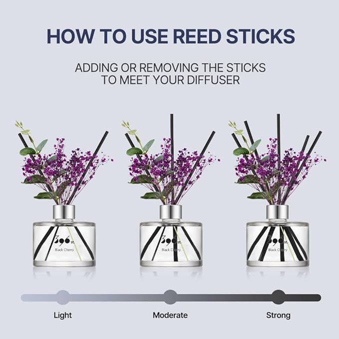 396 st. Preserved Baby's Breath Flower Reed Diffuser, Pure Cotton, 200ml(6.7oz) / Reed Diffuser Sets, Home Fragrance, Scented Oils, Home & Bathroom Décor