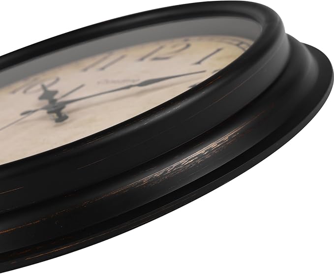 Crosstime 16 Inch Large Vintage Wall Clock - Silent Non-Ticking Retro Round Clock, Battery Operated Classic Bronze Wall Decor for Living Room, Bedroom, Office