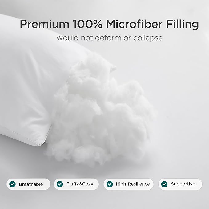 Acanva 18x18 Throw Pillow Inserts Set of 4, Premium Polyester Fiber Fill Square Sham Stuffer Cushion for Sofa, Bed, Couch and Chair, Machine Washable, White