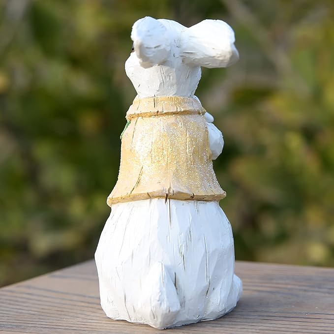 Hodao Easter Bunny Decorations Spring Home Decor Bunny Figurines Gifts(Spring White Rabbit)