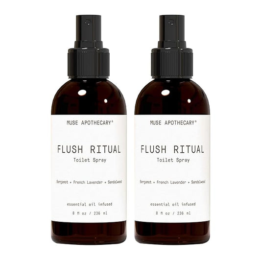 Muse Apothecary Flush Ritual - Aromatic & Refreshing Toilet Spray, Use Before You Go, 8 oz, Infused with Natural Essential Oils - Bergamot + French Lavender + Sandalwood, 2 Pack