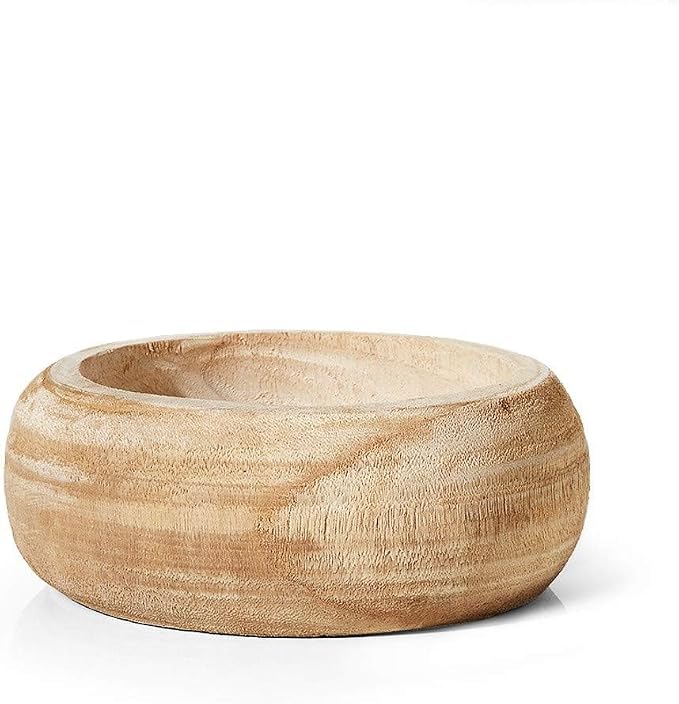 Serene Spaces Living 9.5" Paulownia Round Wood Bowl, Handmade Wooden Decorative Bowl for Décor, Parties, Wedding Centerpiece, Floral Arrangements, Set of 6, Measures 4" Tall and 9.5" Diameter