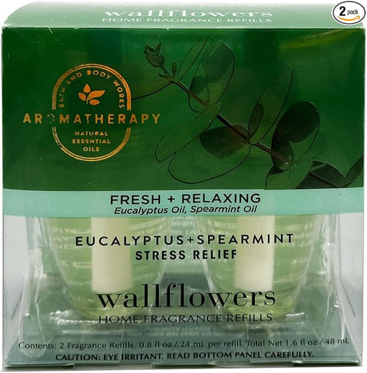 Bath and Body Works Aromatherapy Wallflowers 1-Pack Refills, Eucalyptus Spearmint, 1.6 Fl Oz Total