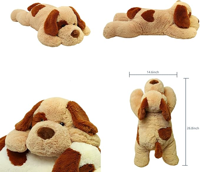 YESGIRL 26.8 inch 5 lbs Dog Weighted Stuffed Animals, Large Weighted Plush Animal, Cute Plush Toy Pillow, Gifts for Adults, Kids, Boys and Girls