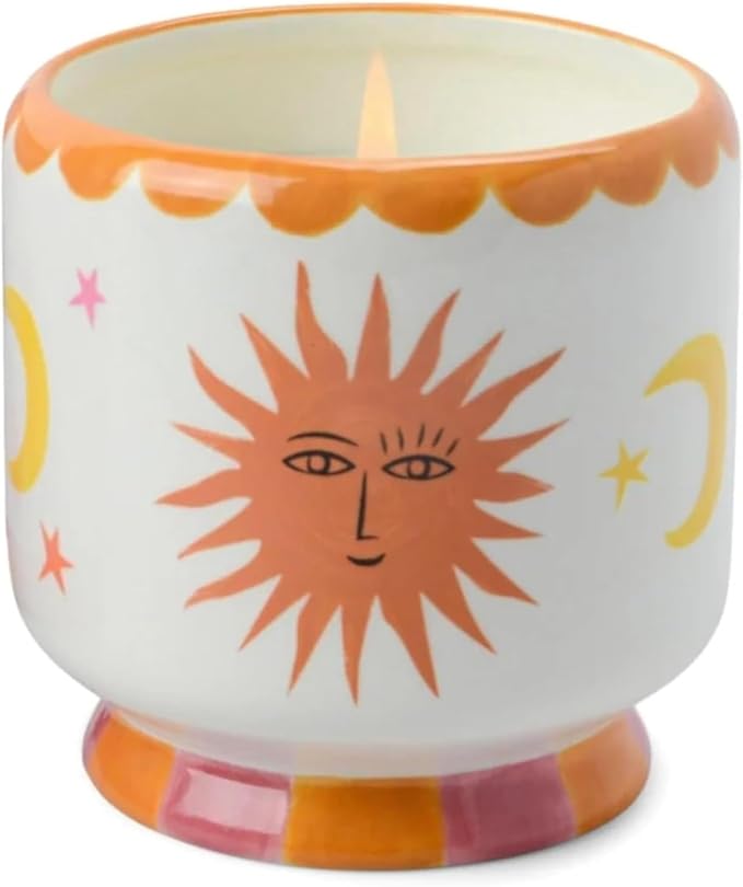 Paddywax Scented Candles Dopo Hand-Painted Ceramic Luxury Artisan Candle, 8-Ounce, Sun - Orange Blossom