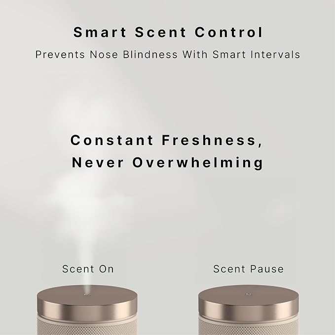 Homedics SereneScent Waterless Diffuser, Cold Air Scent Machine for Home, Diffuser for Large Rooms, App-Controlled Fragrance Diffuser with Timer and Ambient Lights, Beige