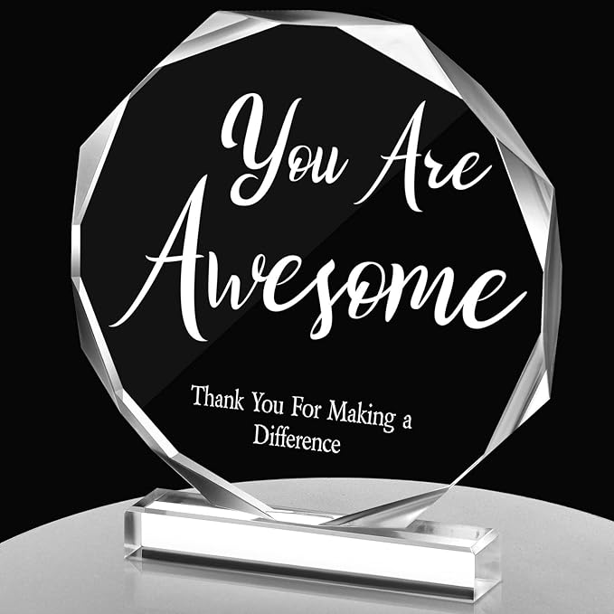 Yinder Thank You Gifts for Women Appreciation Gifts for Coworker Employee Nurse Teacher Leader Boss Inspirational Quotes Acrylic Desk Decor for Home Office Farewell Retirement