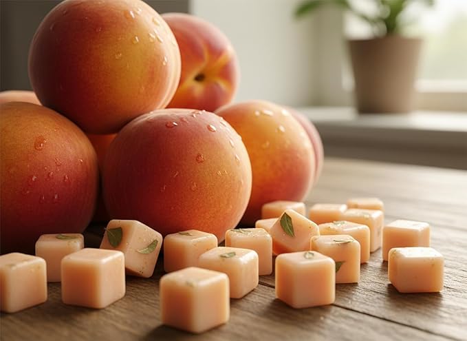 Peach Nectar Strongly Scented Hand Poured Vegan Wax Melts, 12 Scented Wax Cubes, 6.4 Ounces in 2 x 6-Packs