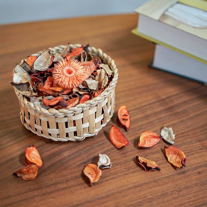 Qingbei Rina Potpourri Bags,Orange Scented Potpourri Dried Flowers, Decorative Bowl Vase Filler,Home Fragrance, Bathroom Decor,8.4oz(Citrus)