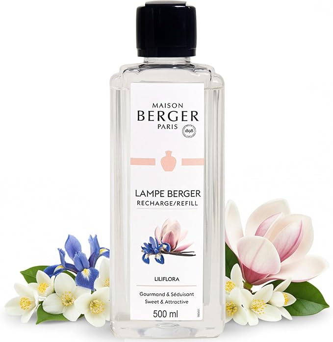 MAISON BERGER Liliflora Lampe Berger Refill, 500 ml (16.9 fl oz), 2-in-1 Catalytic System, Neutralizes Odors and Diffuses Fragrance, Floral Notes, Orange Blossom, Made in France