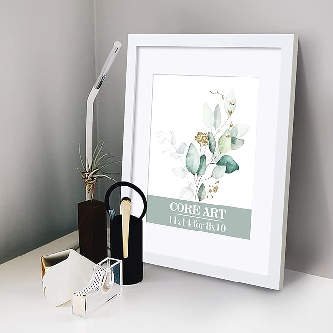 CORE ART 11x14 White Picture Frame Set of 4,Display Pictures 8x10 with Mat or 11 x 14 without Mat,Multi Photo Frames Collage for Wall or Tabletop Display