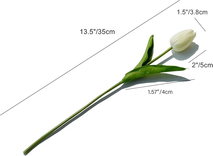Mandy's Cream Artificial Tulips Flowers Centerpiece, 13.5" Lifelike PU Fake Floral Stems 20pcs for Kitchen Island & Dining Table, Spring Decor for Easter