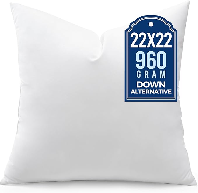 puredown® 22x22 Pillow Inserts, Pack of 1, Down Alternative Square Form Sham Stuffer, Fluffy Soft Decorative Pillows for Couch, Sofa, Bed and Home Decor