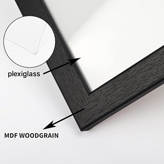 PETAFLOP Wooden 8.5x11 Picture Frame Black Certificate Frames Wall Tabletop Display Horizontally or Vertically, 7 Pack