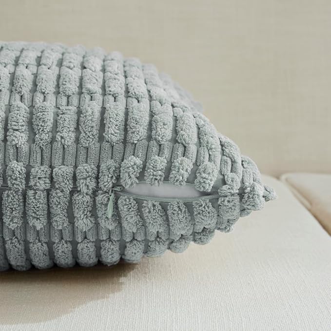 Fancy Homi 4 Packs Decorative Throw Pillow Covers for Living Room Couch Bed, Modern Farmhouse Boho Home Décor Accent Cushion Case, 14" x 14" (Pack of 4), Grey Blue