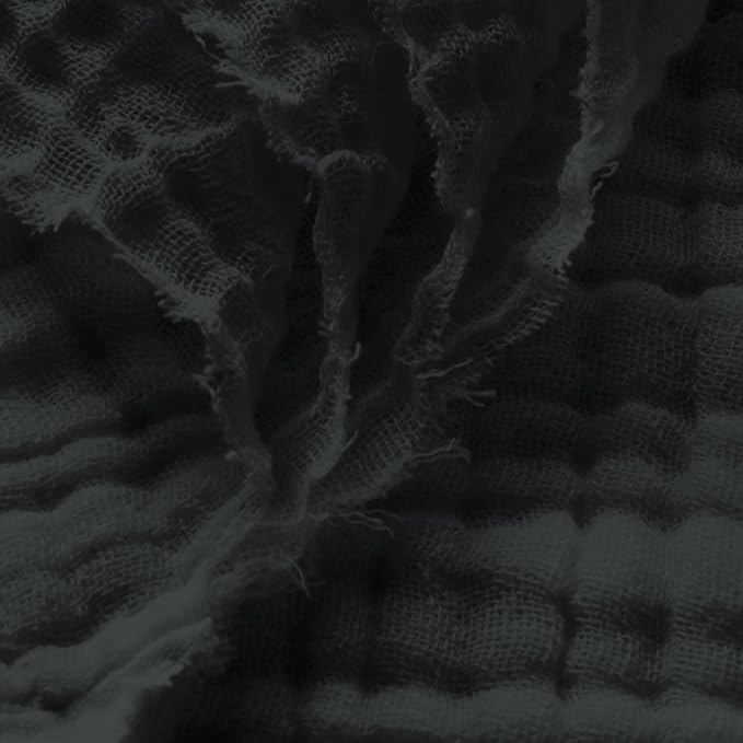 Carriediosa 100% Cotton Muslin Throw Blanket 108" X 90" King Size，4-Layers Summer Gauze Throws for Bed Couch，Soft Lightweight Breathable Linen Blankets Bedspread for Adults All Season，Black