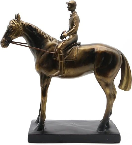 Lukitas Horse Rider Statues and Sculptures, Racing Figurine Home Decor, Equestrian Gift for Horse Lovers, Horseback Riding Ornament, Resin 10.5''
