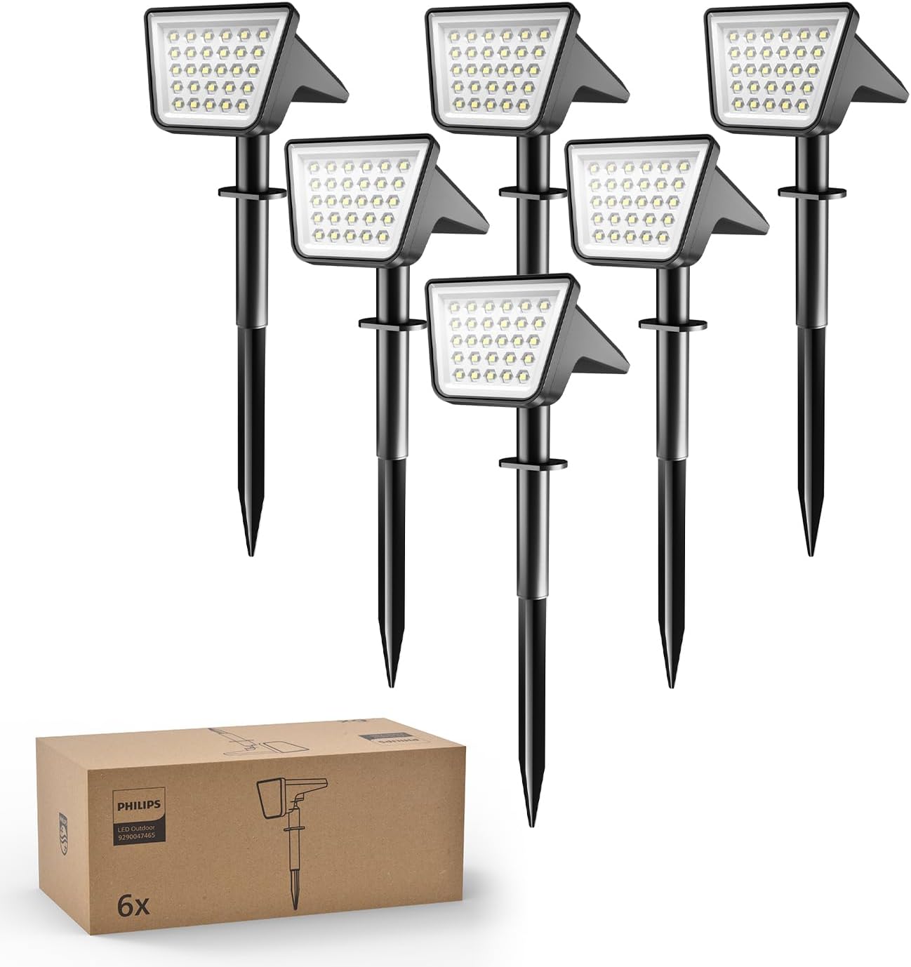 Philips 6 Packs Solar Spot Lights Outdoor Waterproof, 28 LED 7500K Solar Powered Landscape Pathway Lights, Dusk to Dawn Solar Spotlights for Garden, Yard, Lawn, Walkway, Driveway