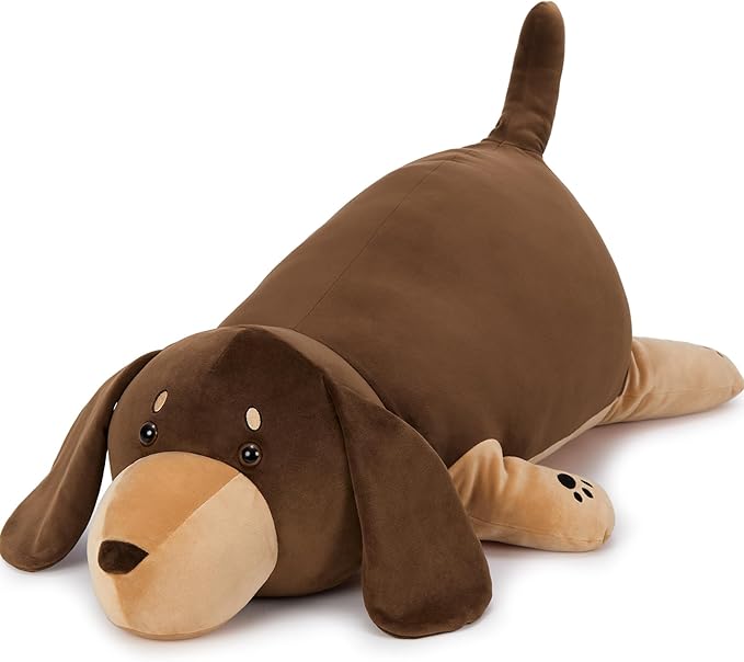 Tezituor Giant Dachshund Plush Pillow, 35.5" Soft Weiner Dog Stuffed Animal Hugging Dog Body Pillow Plushies for Kids Adults Christmas Birthday Gifts