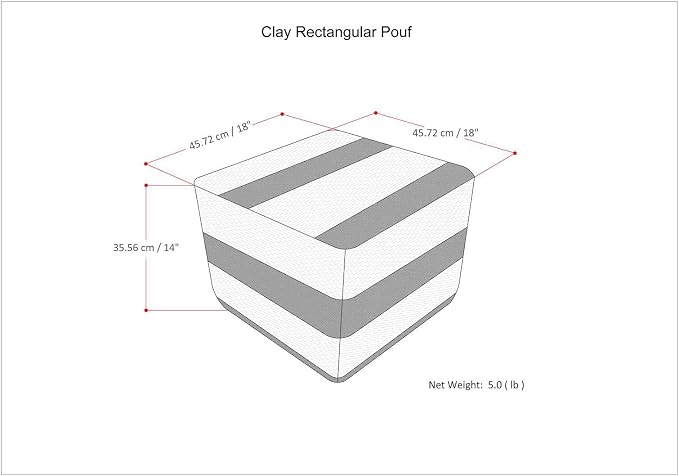 SIMPLIHOME Clay Square Pouf - 18 inch Wide Upholstered Cotton Ottoman in Dark Blue/Natural, Boho Footstool, Decorative Cube Pouf or Extra Seating for Living Room or Bedroom, Assembled