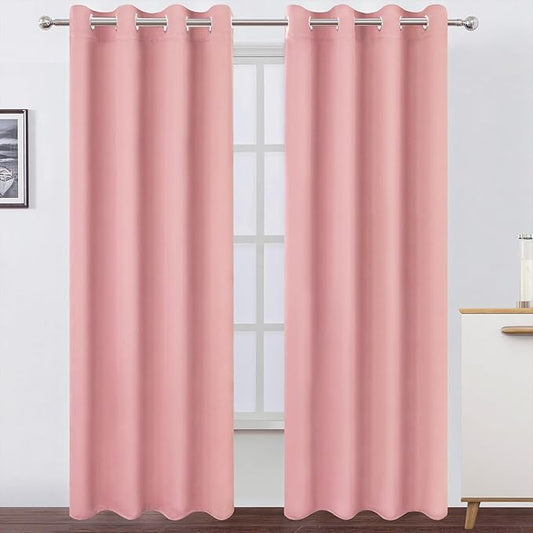LEMOMO Blackout Curtains 52 x 120 Inch Long Pink Curtains Set of 2 Panels Room Darkening Curtains for Bedroom and Living Room