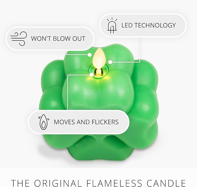 Luminara 4-Leaf Clover Candle - Flickering Real-Flame Technology- Flameless LED- Remote Ready- Classic Green St. Patrick's Day Shamrock- 3.9" x 4.3"