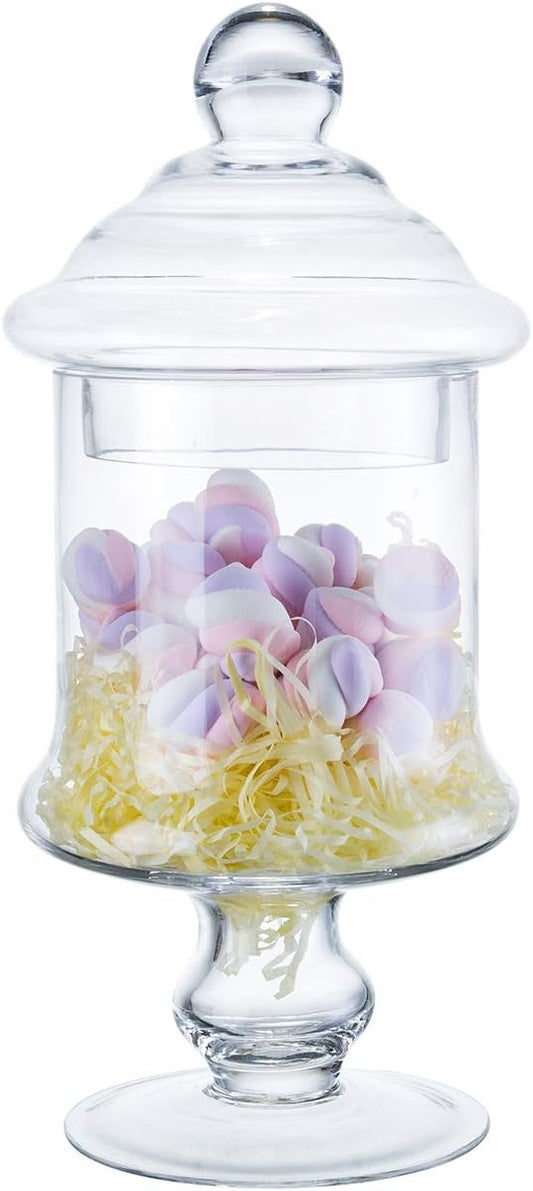 Diamond Star Clear Glass Apothecary Jar Decorative Candy Buffet Jars Elegant Glass Storage Containers (Height: 12" Body: 6")