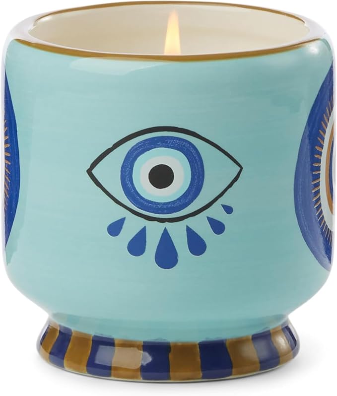Paddywax Scented Candles Dopo Hand-Painted Ceramic Luxury Artisan Candle, 8-Ounce, Eye - Incense & Smoke