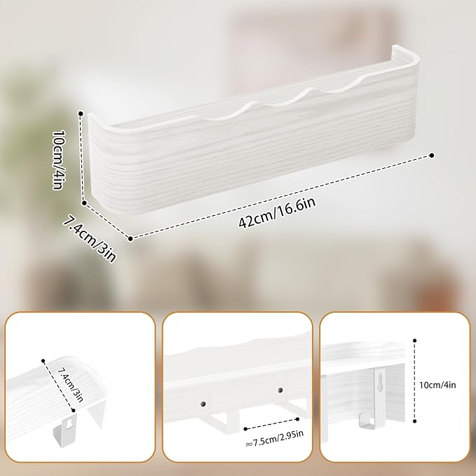Wall Mounted Coat Rack with Shelf, Wooden Entryway Organizer with Hidden Metal Hooks for Hanging Coats Bags Keys, Modern Floating Shelf for Hallway Bathroom