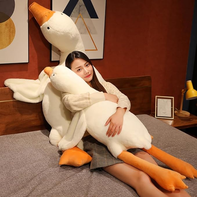 Srutirbo Giant White Goose Plush-63 in Soft Furry Swan Stuffed Animal Pillow,Huge Goose Plush Hugging Pillow Gifts for Every Age (63 in)