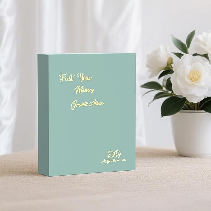 Baby Inkless Milestone Cards Hand Casting Kit Ink Print Hand and Footprint Kit Dog or Cat Pet Paw Print Kit Baby Newborn Footprint Kit Photo Album Keepsake Book Feet Stamp (Green Gift Box + Album)