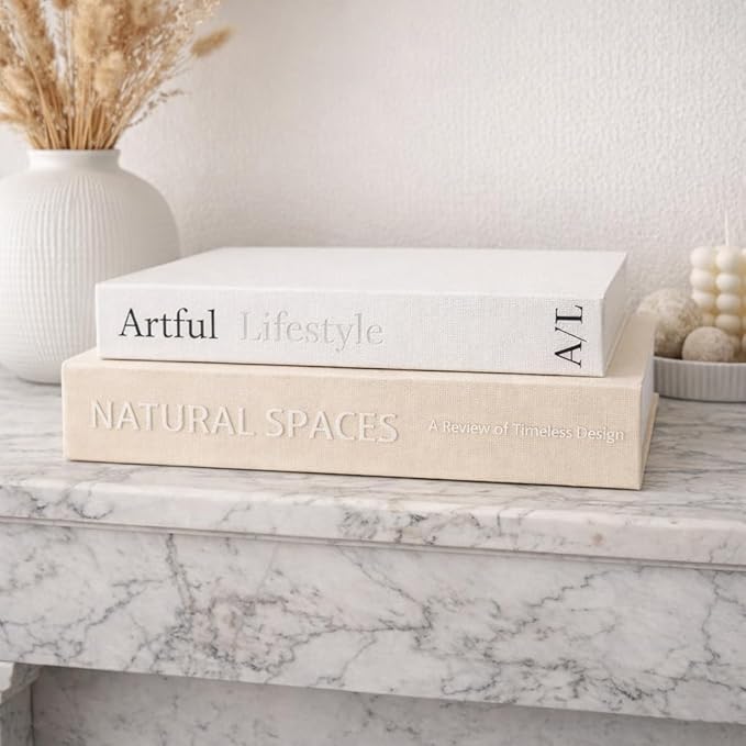 Jas & Jax Decorative Books - Set of 2 Faux Books for Coffe Table, Bookshelf or Mantel Decor - Modern Home Decoration for Living Room, Entryway & Office - Designer Book Set for Display & Styling