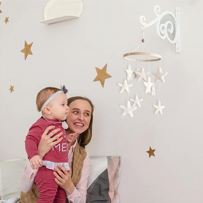 Baby Mobile for Crib - Boho Crib Mobile - Felt Star Mobile - Gender Neutral Baby Mobile - Boho Nursery Decor - Crib Mobile for Girls, Boys - Mobile for Bassinet, Pack N Play - Star